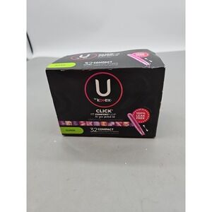 U Kotex Click Compact Tampons SUPER Absorbency Flexible fit Unscented - 32 count